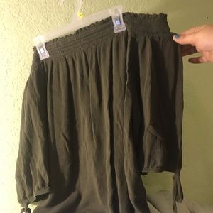 Green off the shoulder top